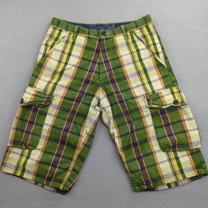 Levis SilverTab Shorts Mens 32 Green Plaid Cargo Long Baggy Street Vintage Y2K